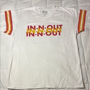In-N-Out White T-Shirt with Red and Yellow Stripes